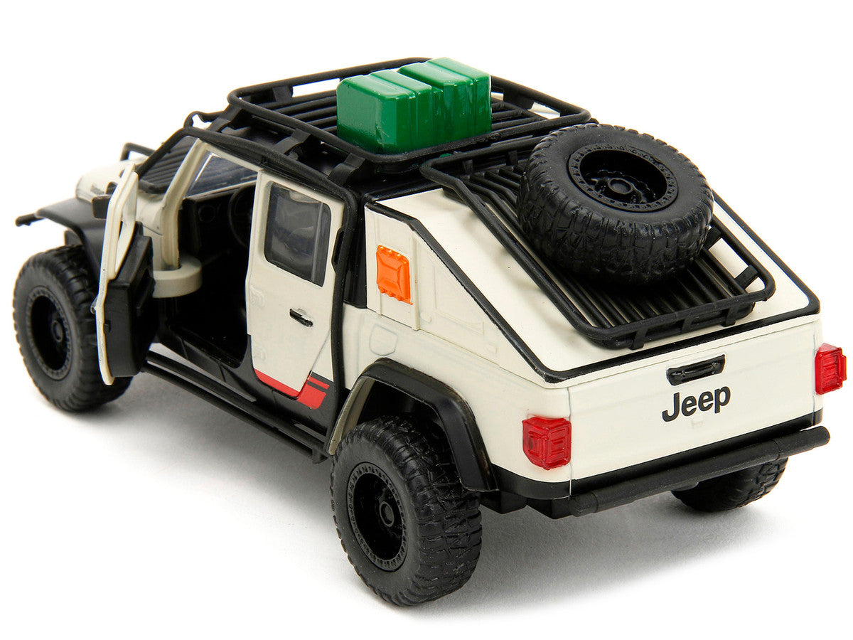 Jeep Gladiator Pickup Truck with Equipment Shell Beige with Graphics "Biosyn Genetics" "Jurassic World Dominion" (2022) Movie "Hollywood Rides" Series 1/32 Diecast Model Car by Jada-3