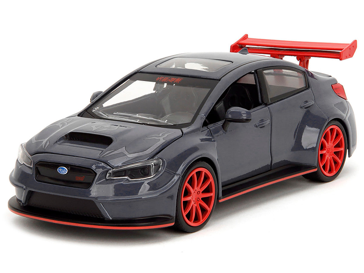 2016 Subaru WRX STI Widebody Dark Blue and Yuji Itadori Diecast Figure "Jujutsu Kaisen" (2020–2023) TV Series "Anime Hollywood Rides" Series 1/24 Diecast Model Car by Jada-2