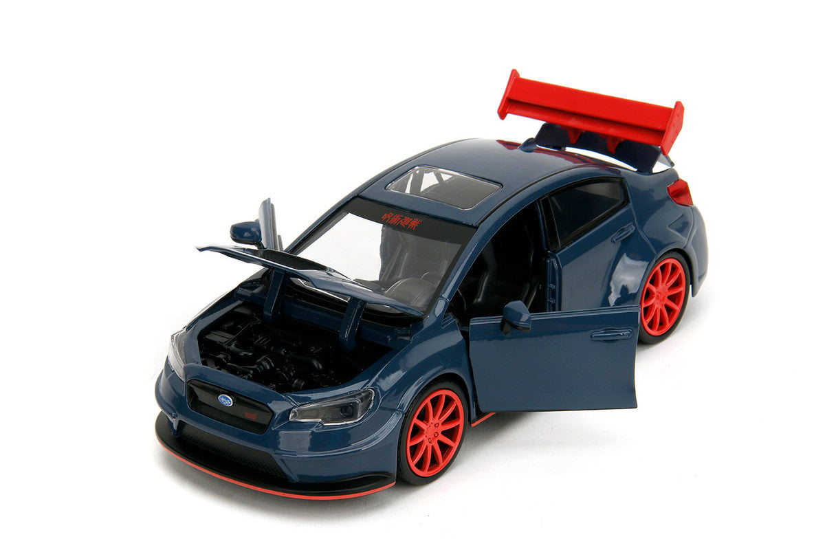 2016 Subaru WRX STI Widebody Dark Blue and Yuji Itadori Diecast Figure "Jujutsu Kaisen" (2020–2023) TV Series "Anime Hollywood Rides" Series 1/24 Diecast Model Car by Jada-1