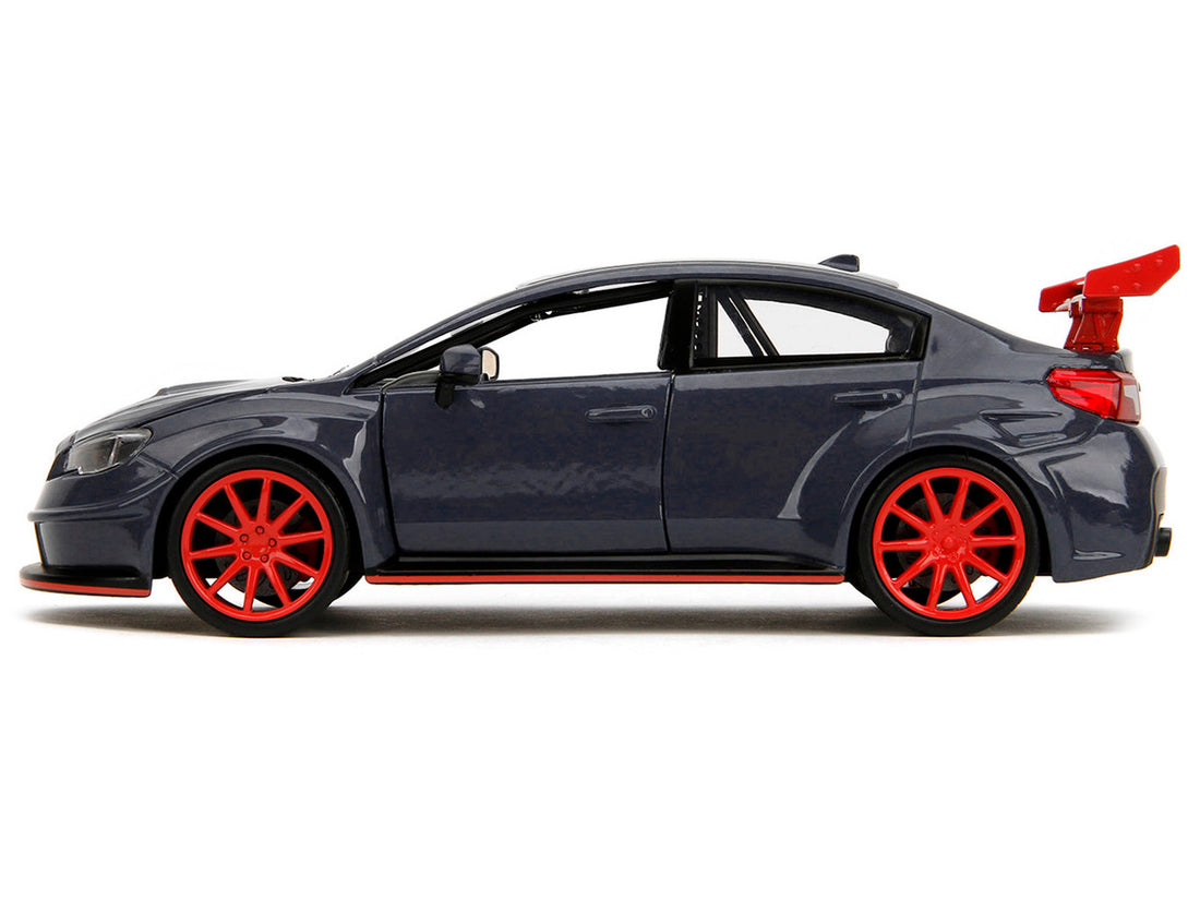 2016 Subaru WRX STI Widebody Dark Blue and Yuji Itadori Diecast Figure "Jujutsu Kaisen" (2020–2023) TV Series "Anime Hollywood Rides" Series 1/24 Diecast Model Car by Jada-0