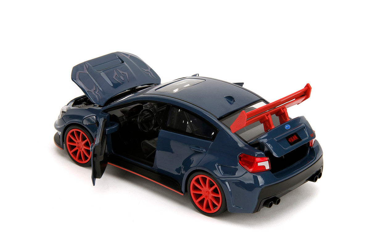 2016 Subaru WRX STI Widebody Dark Blue and Yuji Itadori Diecast Figure "Jujutsu Kaisen" (2020–2023) TV Series "Anime Hollywood Rides" Series 1/24 Diecast Model Car by Jada-3