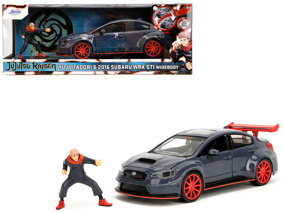2016 Subaru WRX STI Widebody Dark Blue and Yuji Itadori Diecast Figure "Jujutsu Kaisen" (2020–2023) TV Series "Anime Hollywood Rides" Series 1/24 Diecast Model Car by Jada-4