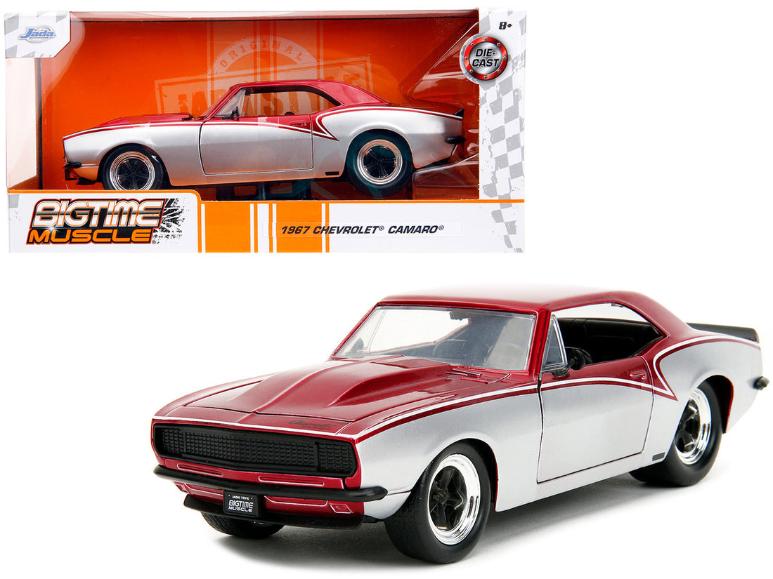 1967 Chevrolet Camaro Candy Red and Silver Metallic "Bigtime Muscle" Series 1/24 Diecast Model Car by Jada-0