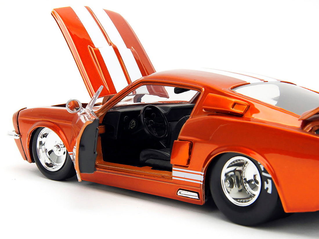 1967 Ford Mustang Shelby GT500 Candy Orange with White Stripes "Bigtime Muscle" Series 1/24 Diecast Model Car by Jada-2