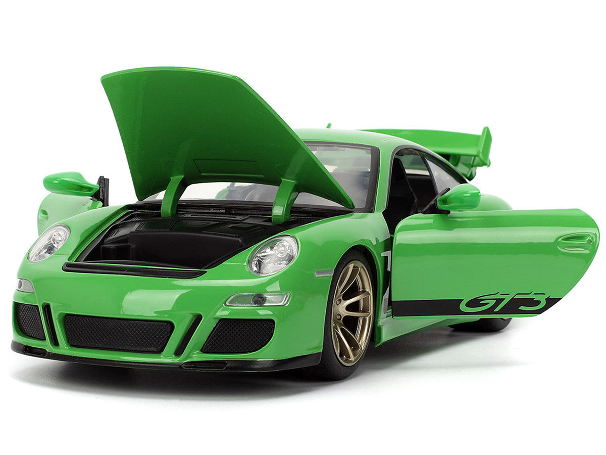 Porsche 911 GT3 (997) Green with Black Accents "Fast X" (2023) Movie "Fast & Furious" Series 1/24 Diecast Model Car by Jada-2