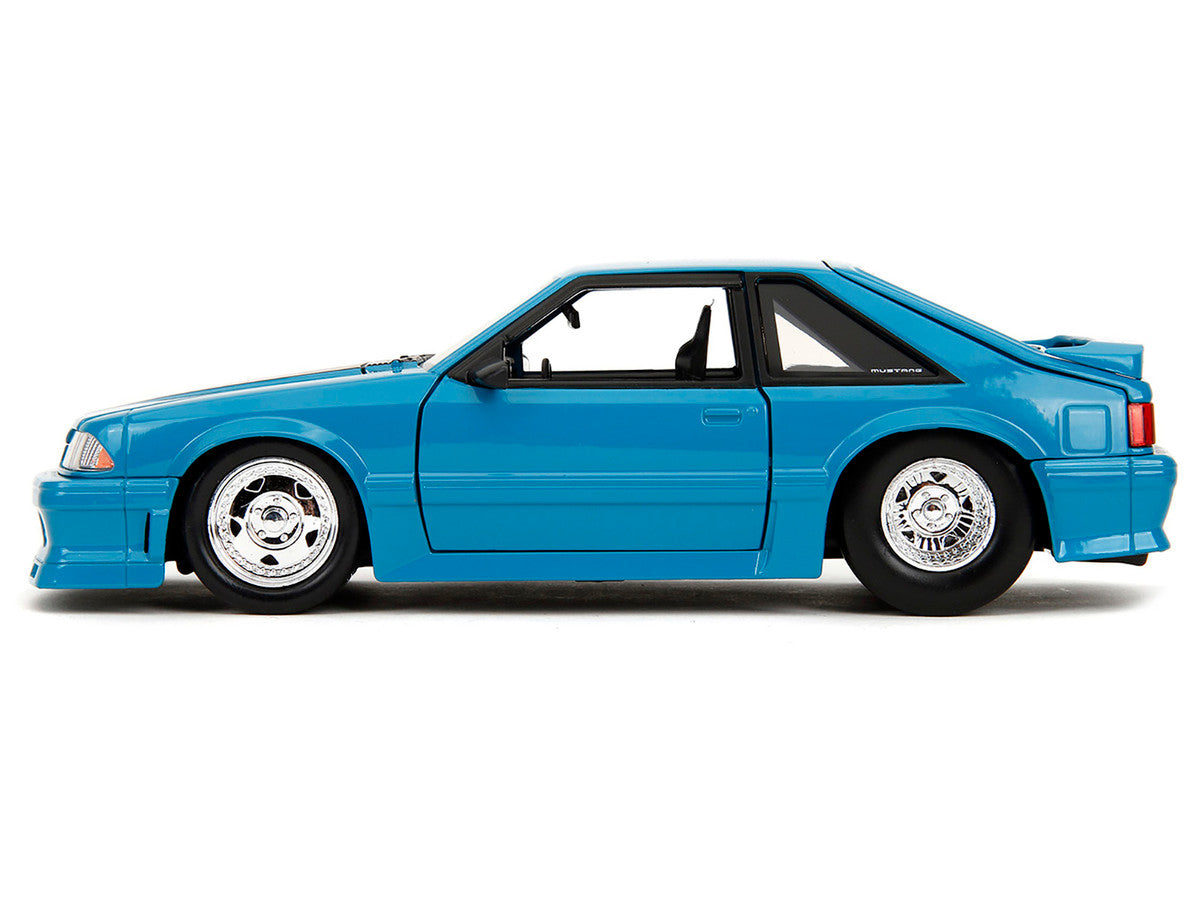 Ford 1989 Mustang GT Blue with Black Hood Stripes 