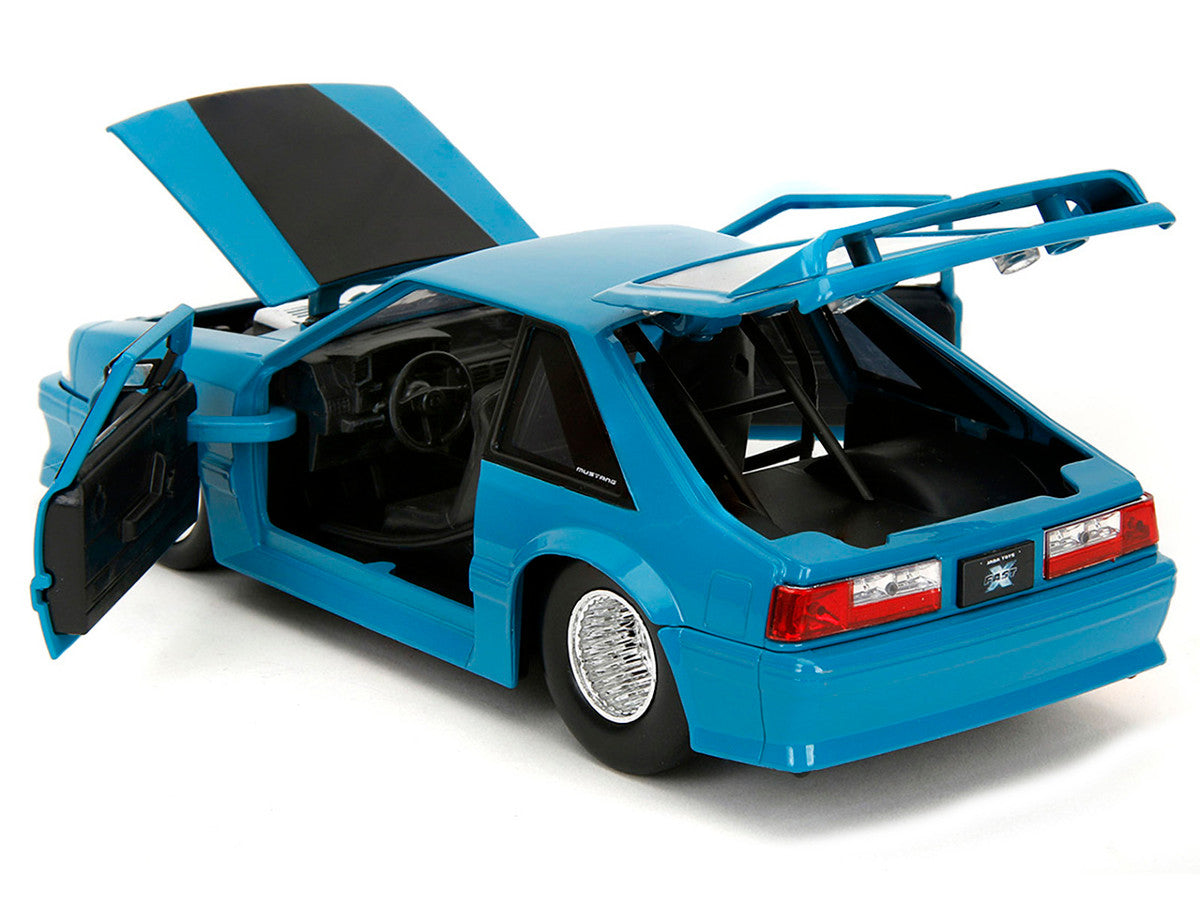 Ford 1989 Mustang GT Blue with Black Hood Stripes 
