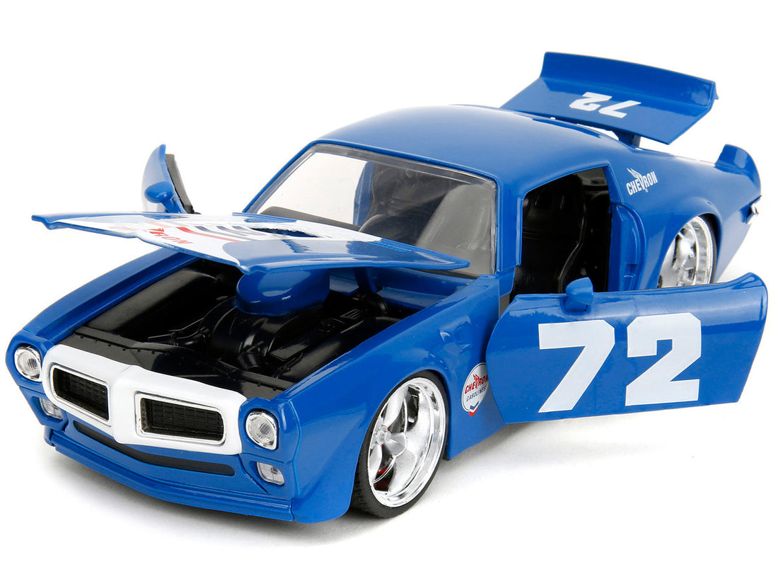 1972 Pontiac Firebird #72 Blue with White Stripe "Chevron" "Bigtime Muscle" Series 1/24 Diecast Model Car by Jada-1