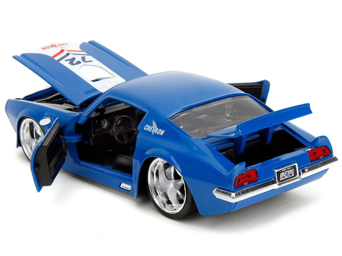 1972 Pontiac Firebird #72 Blue with White Stripe "Chevron" "Bigtime Muscle" Series 1/24 Diecast Model Car by Jada-3