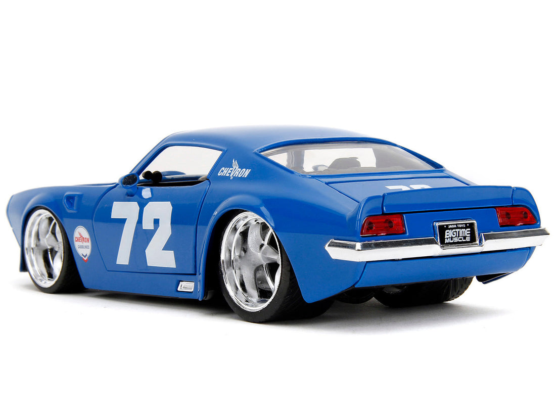 1972 Pontiac Firebird #72 Blue with White Stripe "Chevron" "Bigtime Muscle" Series 1/24 Diecast Model Car by Jada-4