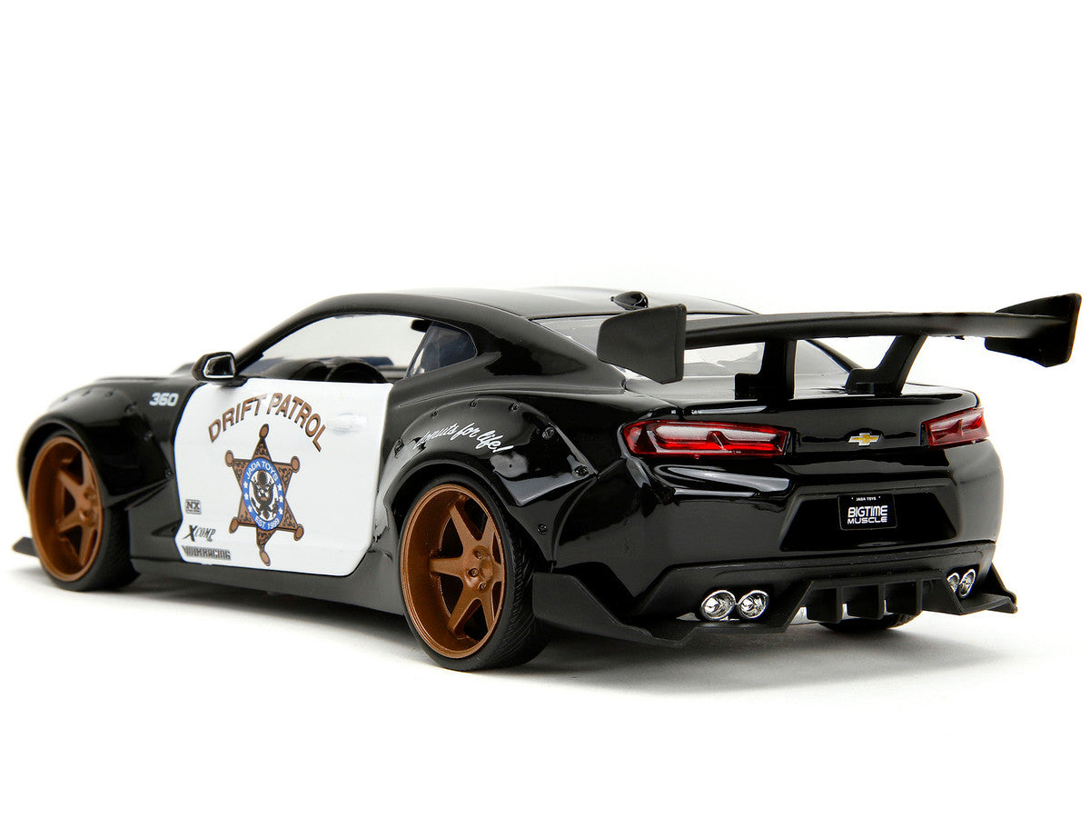 2016 Chevrolet Camaro Widebody Black and White "Drift Patrol" "Wide Body" Series 1/24 Diecast Model Car by Jada-4