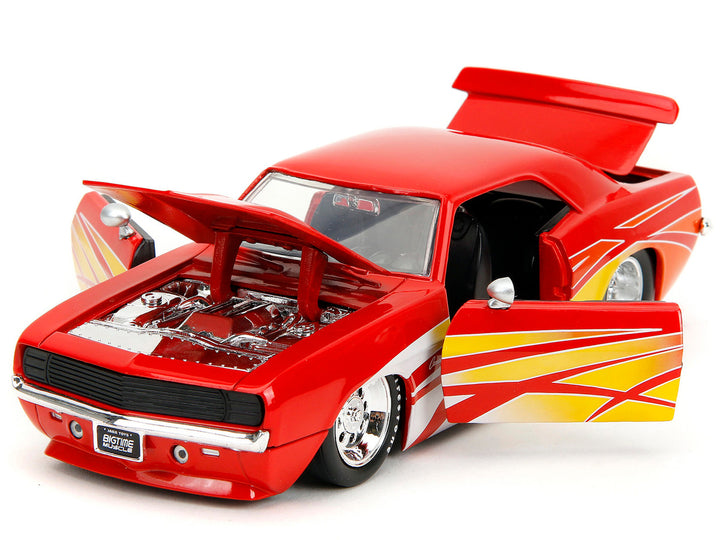 1969 Chevrolet Camaro Red with Graphics "BigTime Muscle" Series 1/24 Diecast Model Car by Jada-1