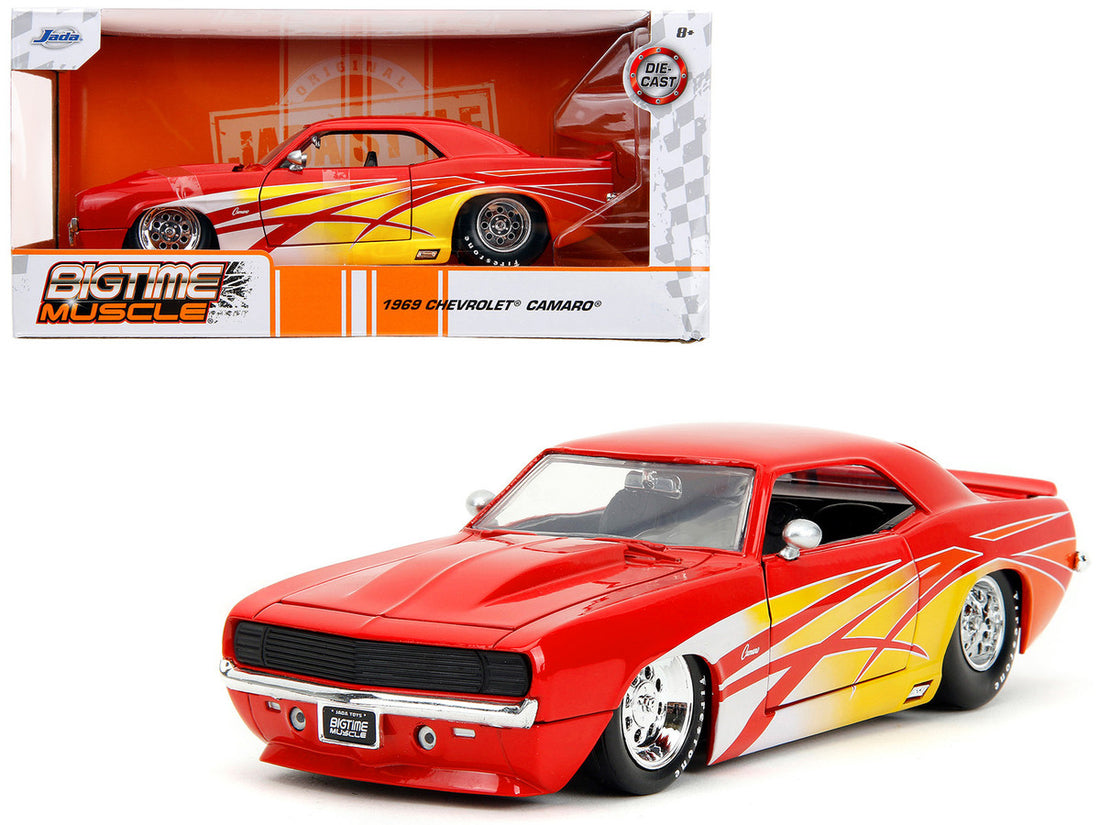 1969 Chevrolet Camaro Red with Graphics "BigTime Muscle" Series 1/24 Diecast Model Car by Jada-0