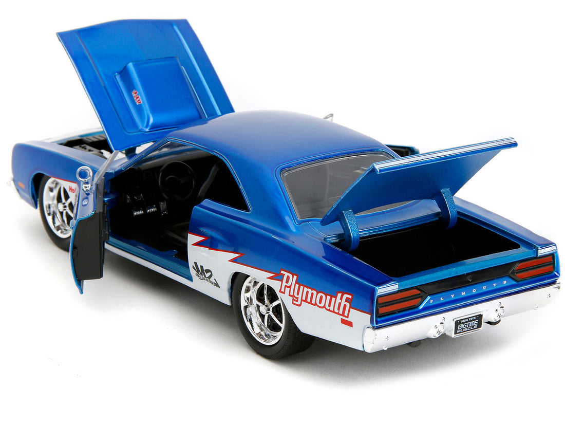 1970 Plymouth Road Runner #938 Candy Blue and White "Bigtime Muscle" Series 1/24 Diecast Model Car by Jada-3