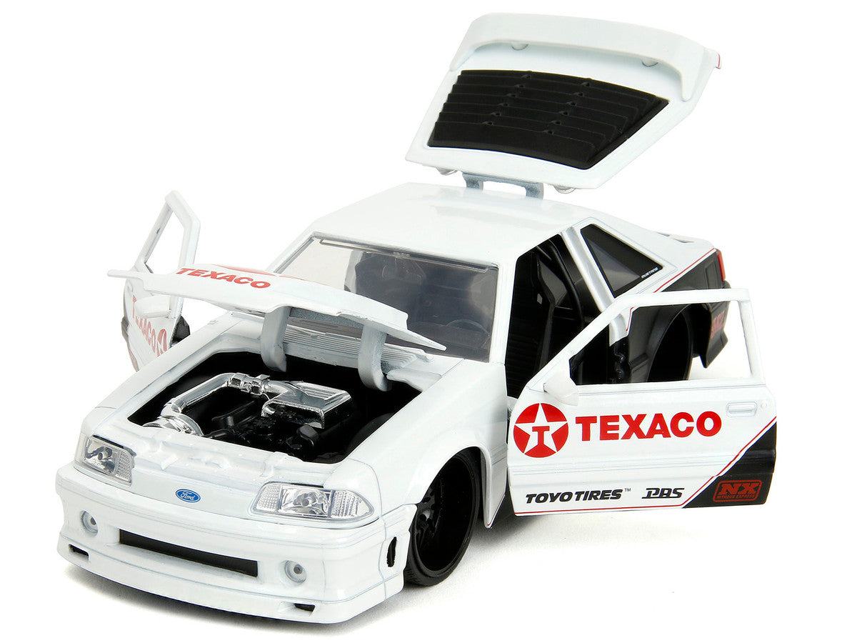 1989 Ford Mustang GT "Texaco" White and Matt Black with Graphics "Bigtime Muscle" Series 1/24 Diecast Model Car by Jada-1
