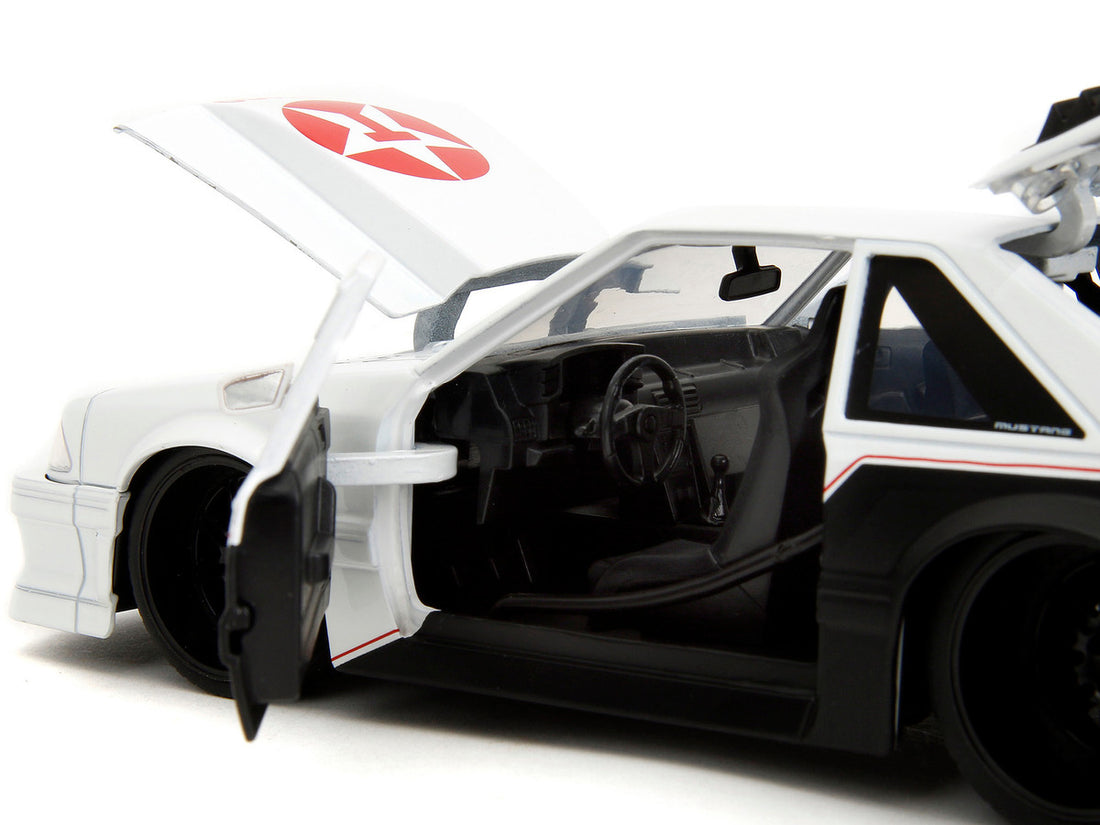 1989 Ford Mustang GT "Texaco" White and Matt Black with Graphics "Bigtime Muscle" Series 1/24 Diecast Model Car by Jada-2