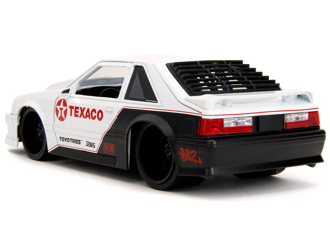 1989 Ford Mustang GT "Texaco" White and Matt Black with Graphics "Bigtime Muscle" Series 1/24 Diecast Model Car by Jada-4