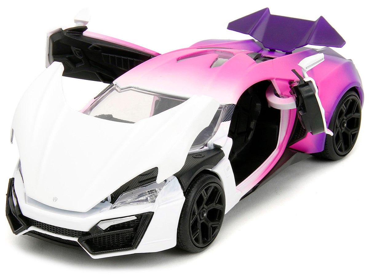 Lykan Hypersport White Pink and Purple Gradient "Pink Slips" Series 1/24 Diecast Model Car by Jada-1