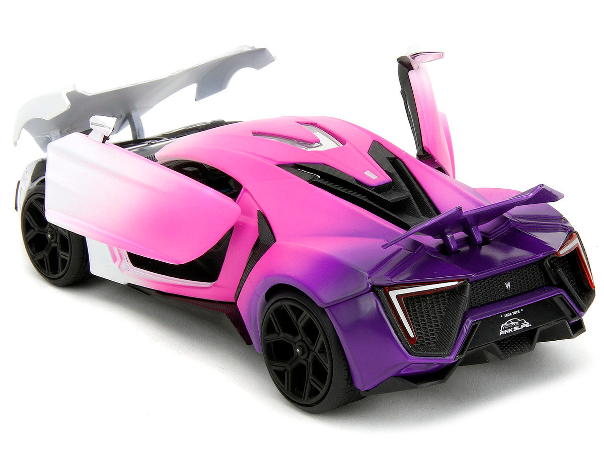 Lykan Hypersport White Pink and Purple Gradient "Pink Slips" Series 1/24 Diecast Model Car by Jada-3