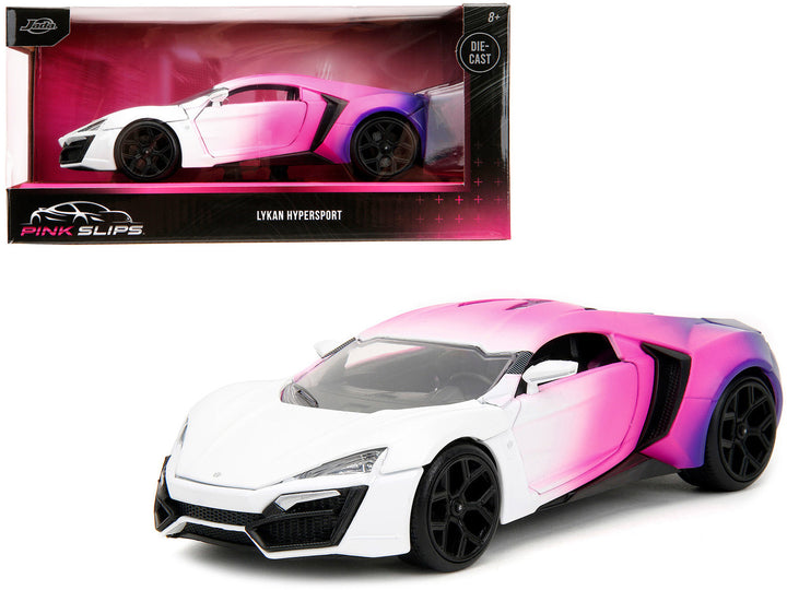 Lykan Hypersport White Pink and Purple Gradient "Pink Slips" Series 1/24 Diecast Model Car by Jada-0