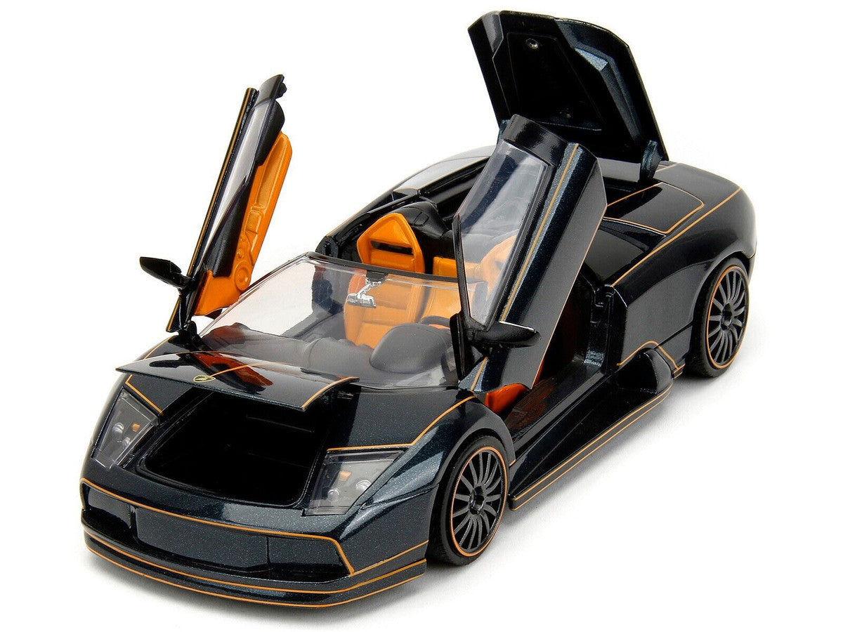 Lamborghini Murcielago Roadster Black Metallic with Orange Interior "Pink Slips" Series 1/24 Diecast Model Car by Jada-1