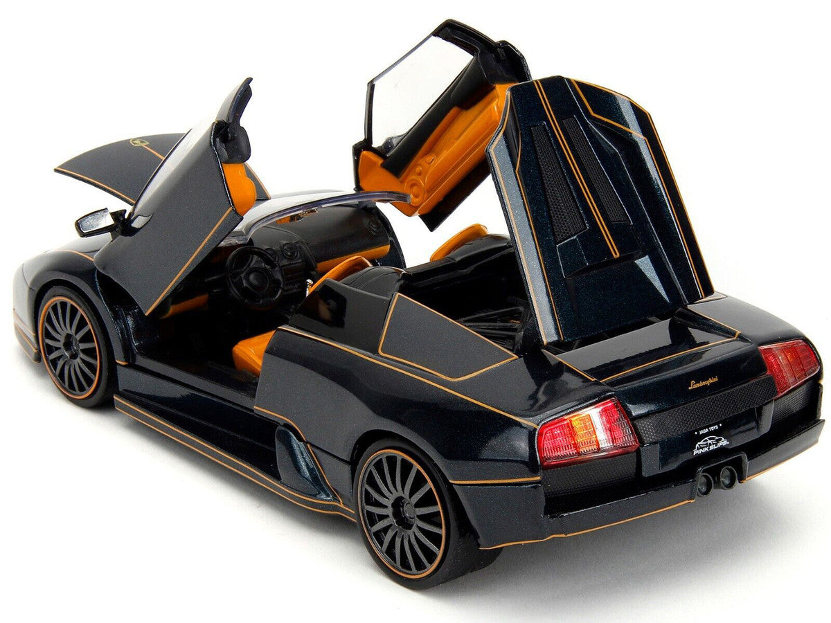 Lamborghini Murcielago Roadster Black Metallic with Orange Interior "Pink Slips" Series 1/24 Diecast Model Car by Jada-3