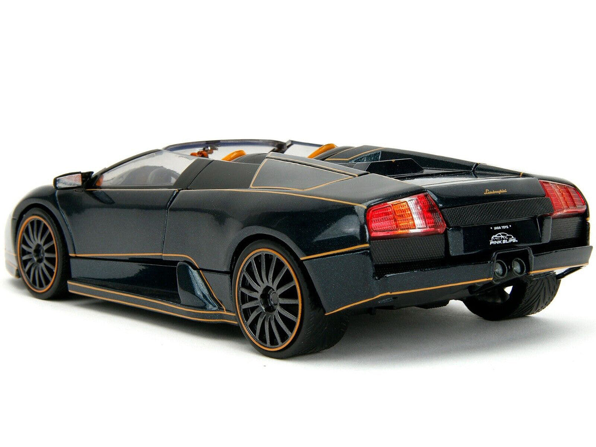 Lamborghini Murcielago Roadster Black Metallic with Orange Interior "Pink Slips" Series 1/24 Diecast Model Car by Jada-4