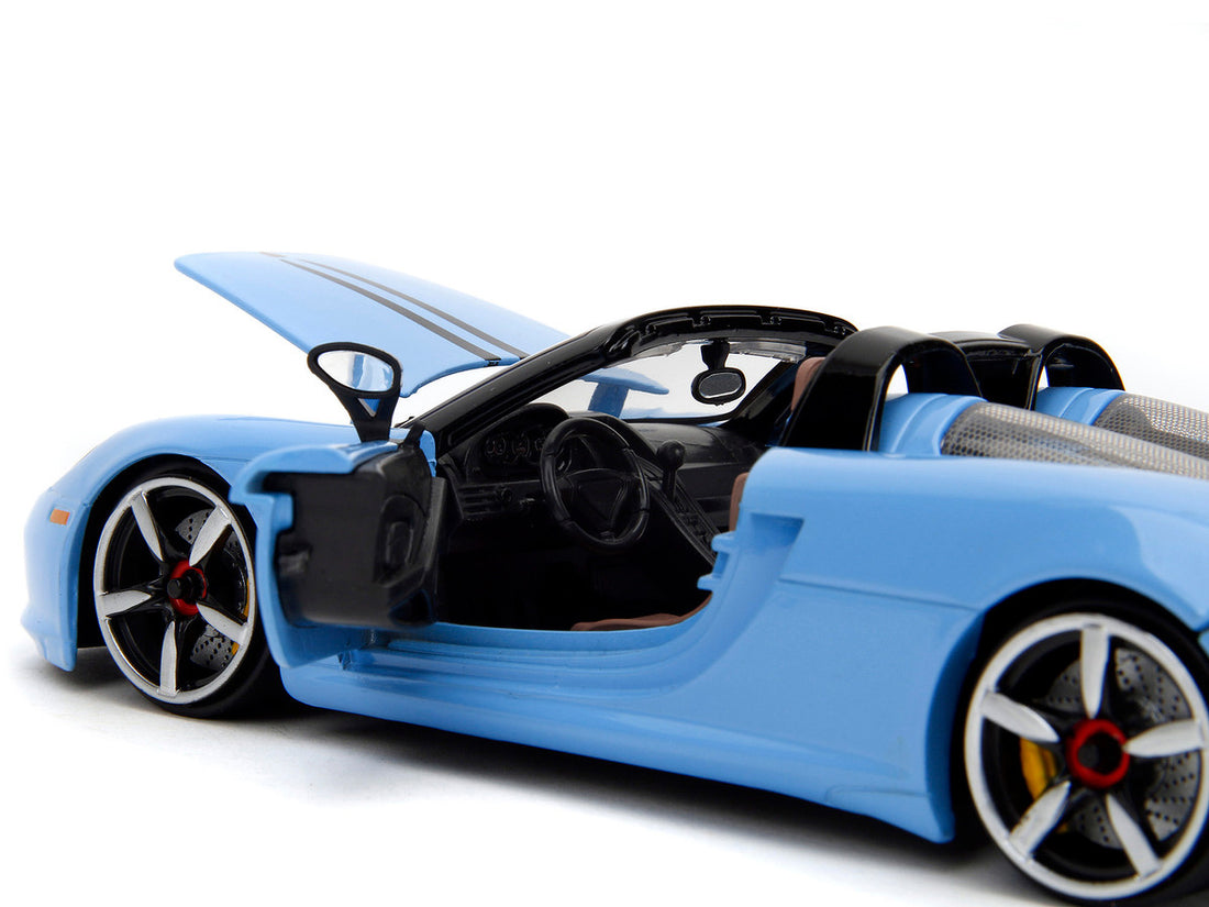 Porsche Carrera GT Convertible Blue with Black Stripes "Pink Slips" Series 1/24 Diecast Model Car by Jada-2