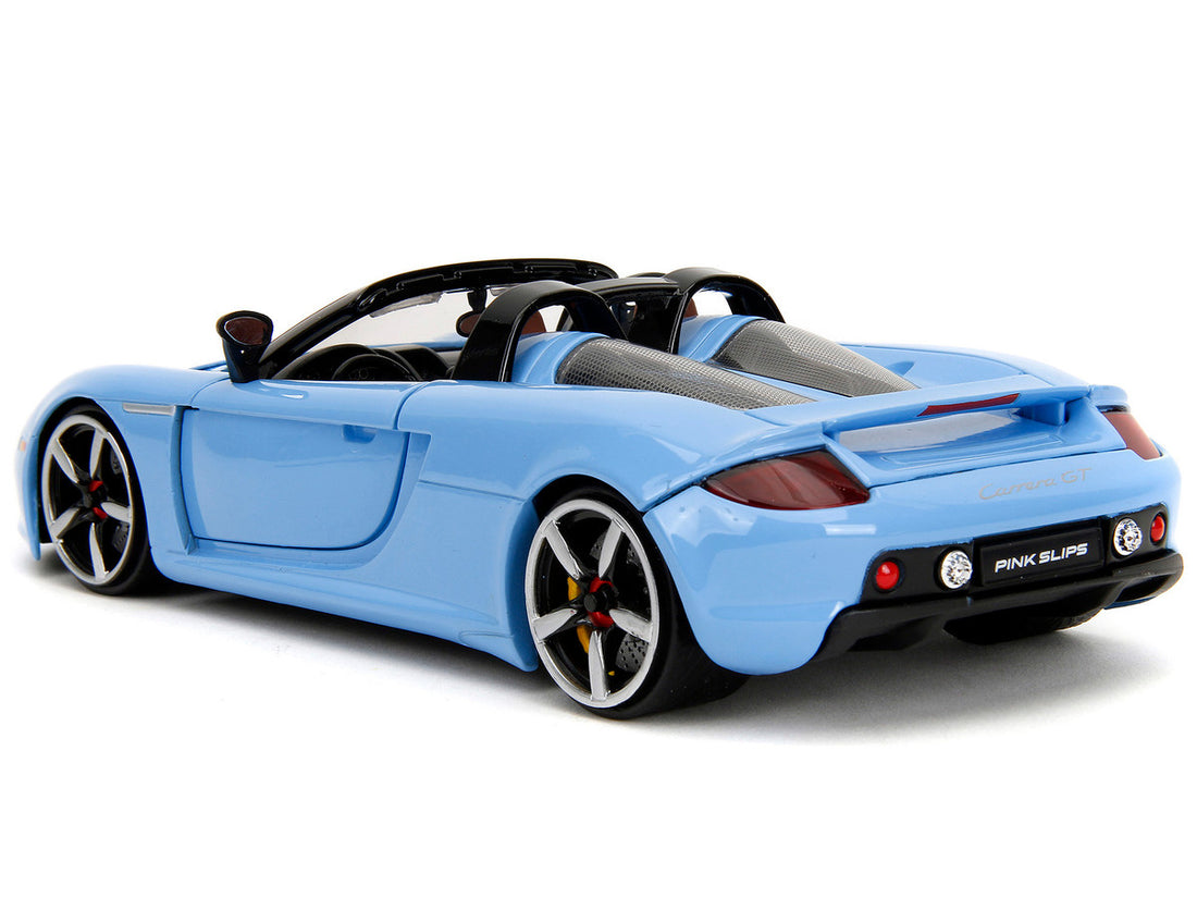 Porsche Carrera GT Convertible Blue with Black Stripes "Pink Slips" Series 1/24 Diecast Model Car by Jada-4