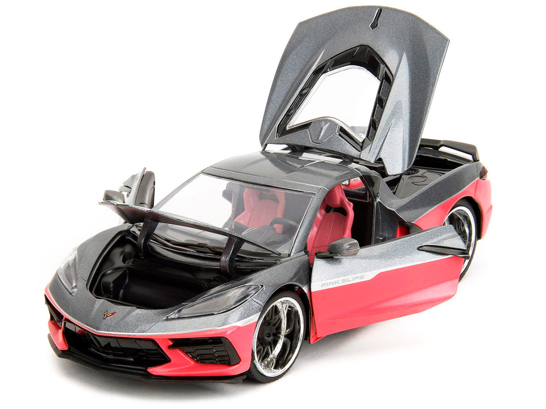 2020 Chevrolet Corvette Gray Metallic and Pink "Pink Slips" Series 1/24 Diecast Model Car by Jada-1