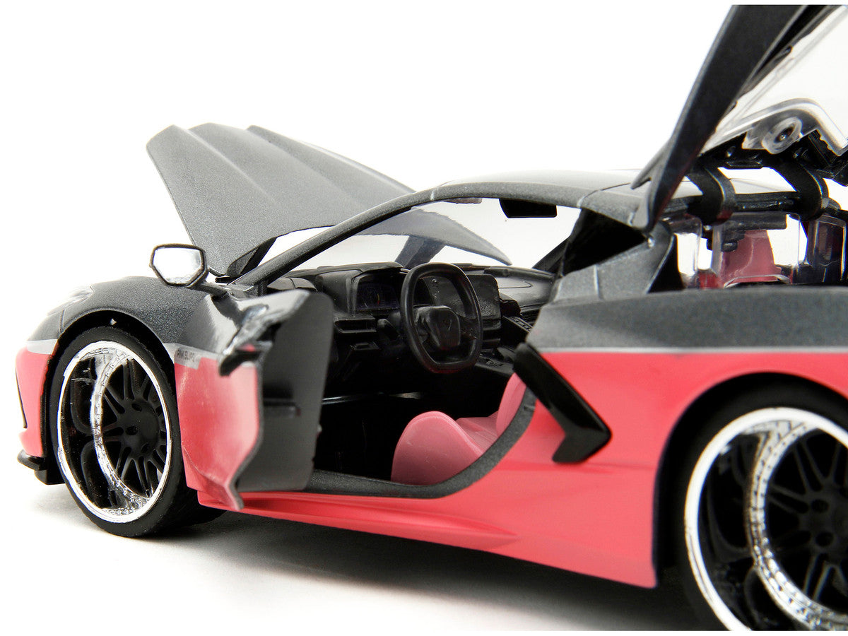 2020 Chevrolet Corvette Gray Metallic and Pink "Pink Slips" Series 1/24 Diecast Model Car by Jada-2