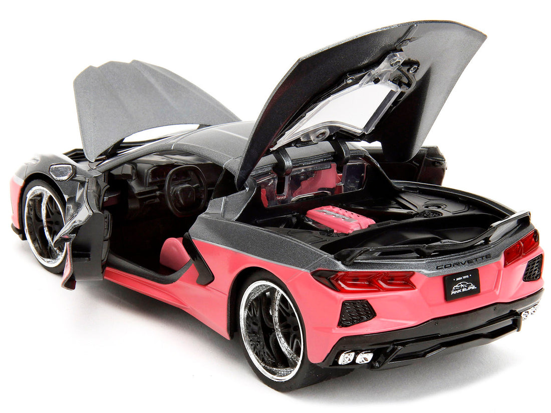 2020 Chevrolet Corvette Gray Metallic and Pink "Pink Slips" Series 1/24 Diecast Model Car by Jada-3