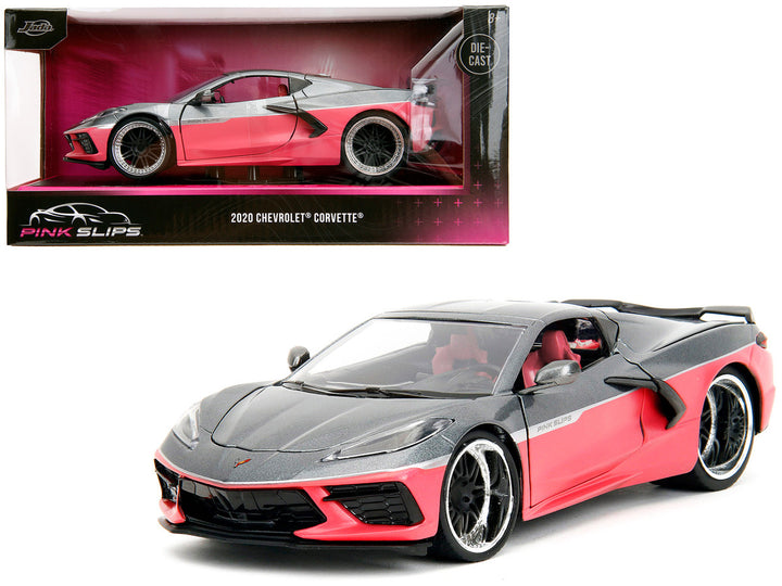2020 Chevrolet Corvette Gray Metallic and Pink "Pink Slips" Series 1/24 Diecast Model Car by Jada-0