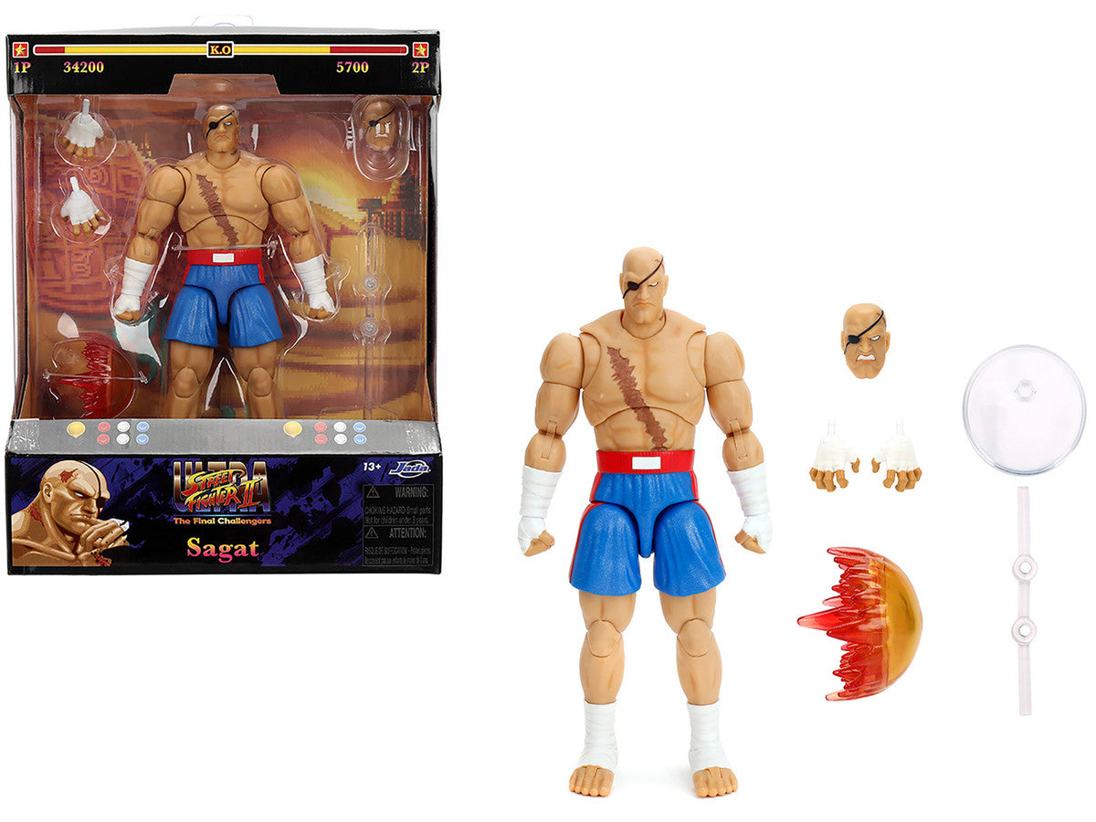 Sagat 7.5" Moveable Figure with Accessories and Alternate Head and Hands "Ultra Street Fighter II: The Final Challengers" (2017) Video Game Model by Jada-0