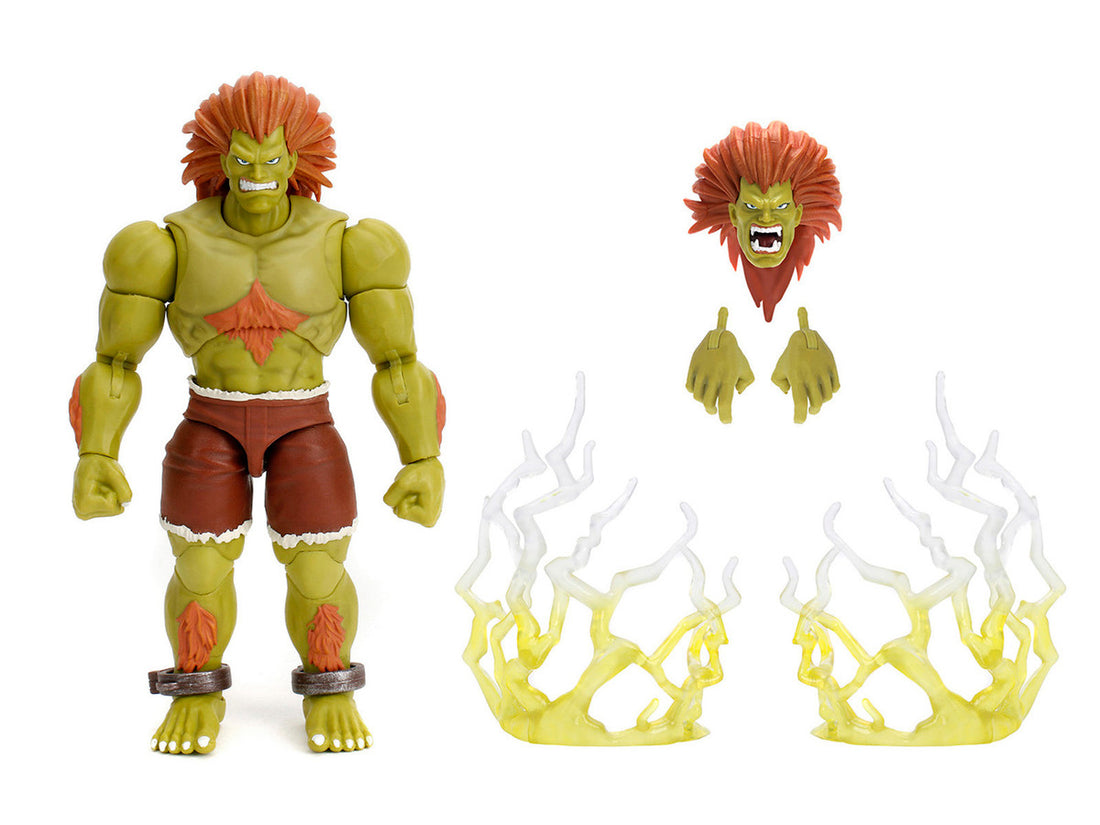 Jada Toys Blanka Street Fighter action figure with alternate head hands and effects