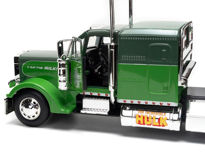 1992 Peterbilt 379 Truck Tractor Green Two-Tone and Purple "The Incredible Hulk" "Marvel Avengers" Series Diecast Model by Jada-1