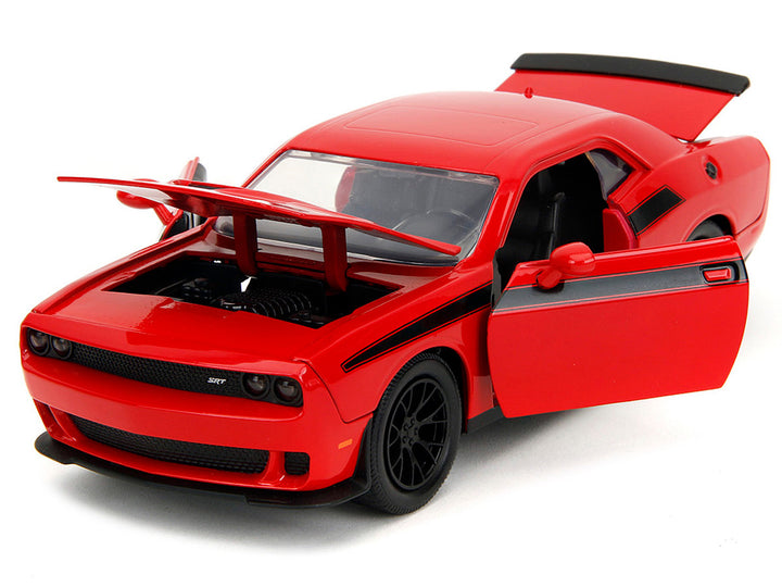 2015 Dodge Challenger Red with Black Stripes and Glenn Diecast Figure "The Walking Dead" (2010-2022) TV Series "Hollywood Rides" Series 1/24 Diecast Model Car by Jada-1