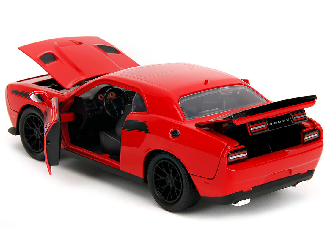 2015 Dodge Challenger Red with Black Stripes and Glenn Diecast Figure "The Walking Dead" (2010-2022) TV Series "Hollywood Rides" Series 1/24 Diecast Model Car by Jada-3