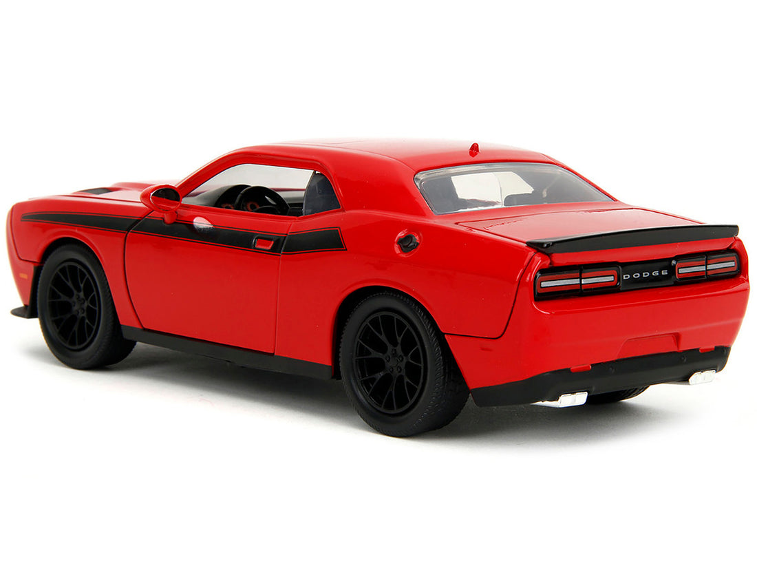 2015 Dodge Challenger Red with Black Stripes and Glenn Diecast Figure "The Walking Dead" (2010-2022) TV Series "Hollywood Rides" Series 1/24 Diecast Model Car by Jada-4