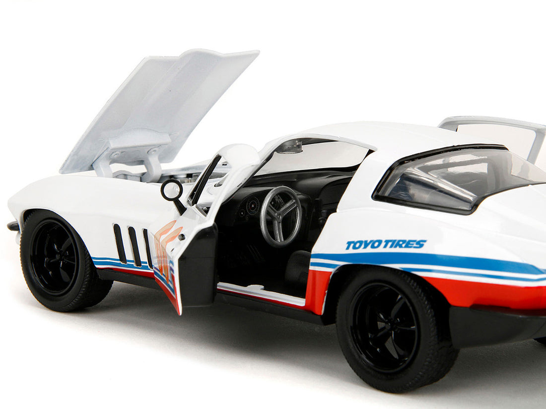 1966 Chevrolet Corvette #66 "Racing Spirit" White with Graphics "Bigtime Muscle" Series 1/24 Diecast Model Car by Jada-2