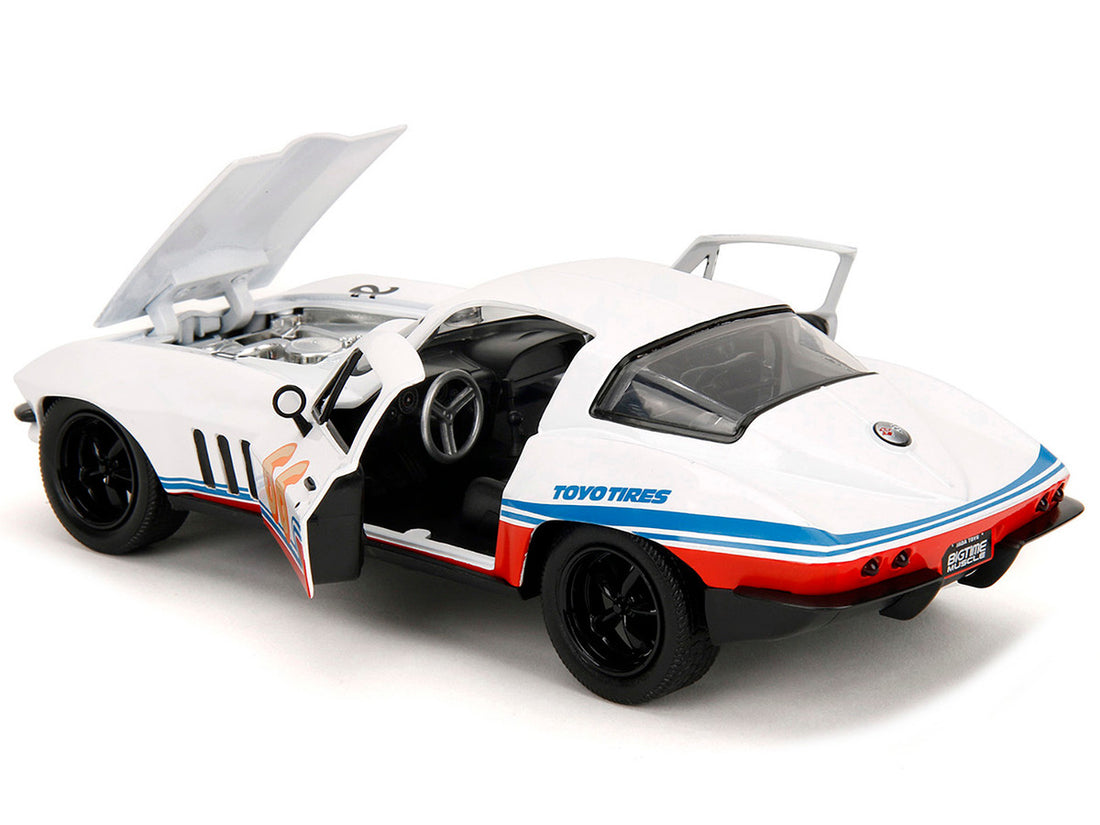 1966 Chevrolet Corvette #66 "Racing Spirit" White with Graphics "Bigtime Muscle" Series 1/24 Diecast Model Car by Jada-1