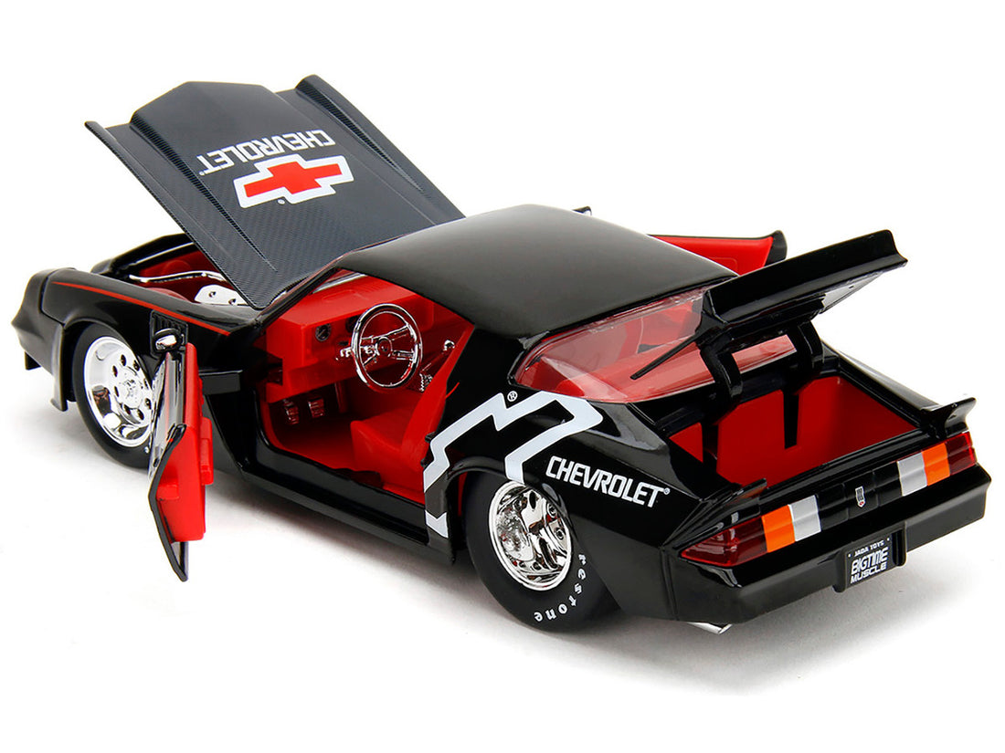 1979 Chevrolet Camaro Z28 "Chevrolet Performance" Black with Carbon Hood and Red Interior "Bigtime Muscle" Series 1/24 Diecast Model Car by Jada-2