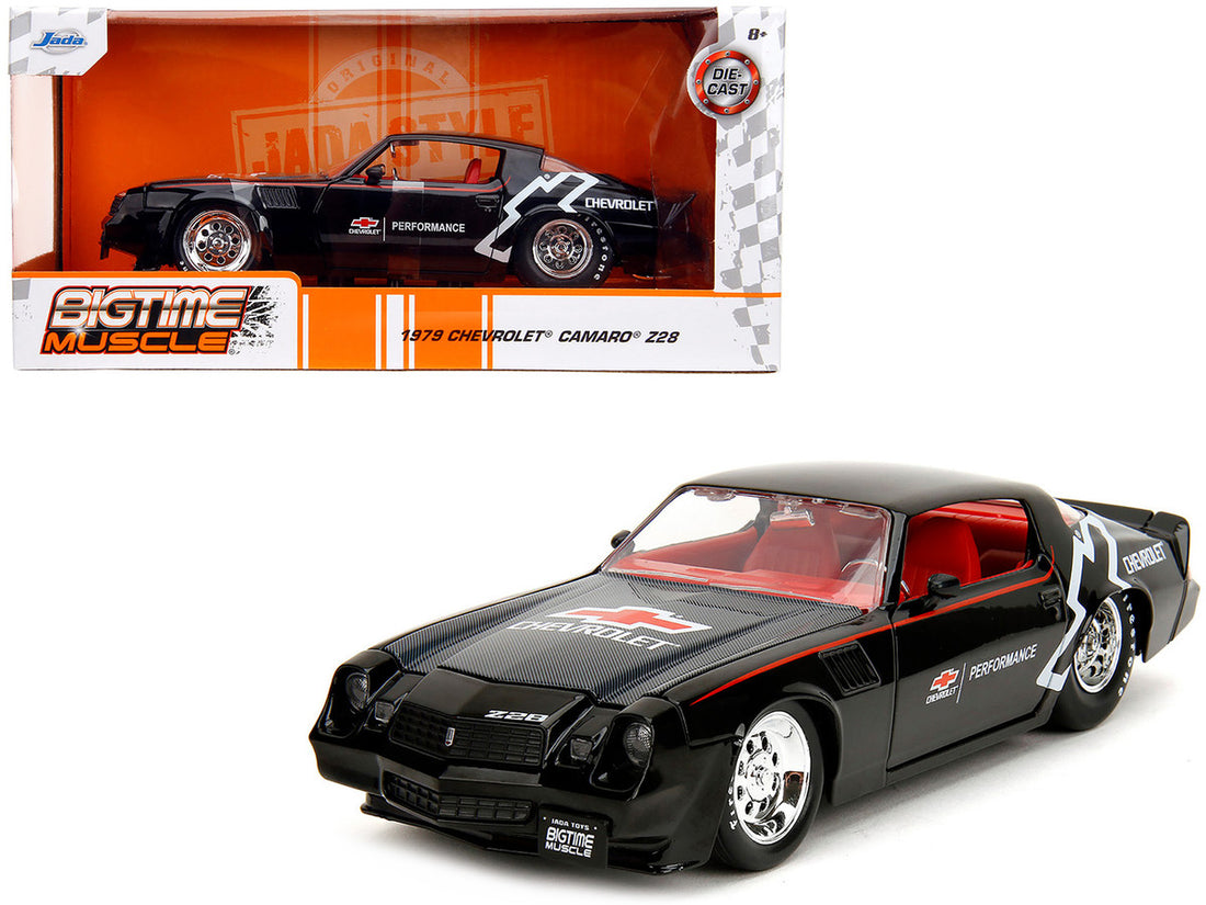 1979 Chevrolet Camaro Z28 "Chevrolet Performance" Black with Carbon Hood and Red Interior "Bigtime Muscle" Series 1/24 Diecast Model Car by Jada-4