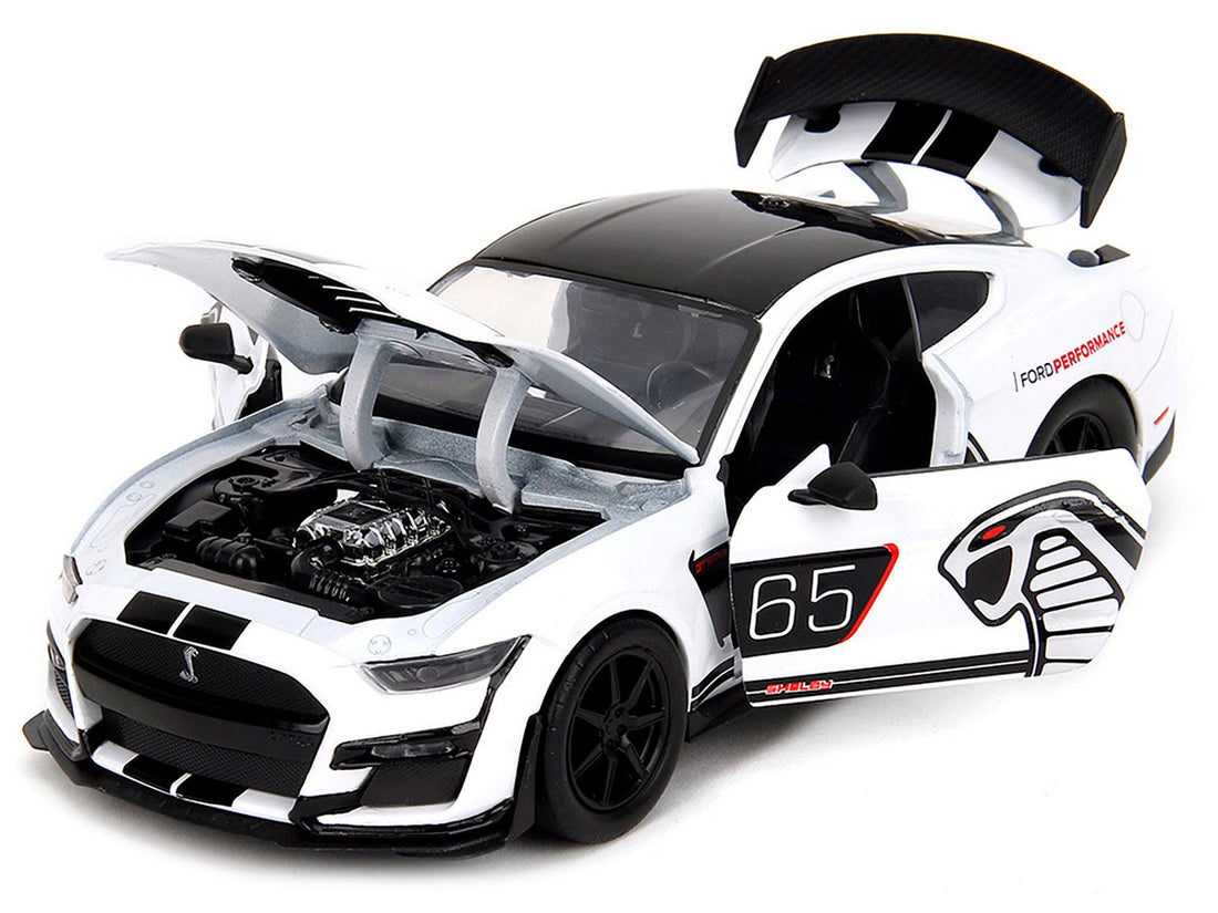 2020 Ford Mustang Shelby GT500 #65 White with Black Top and Stripes "Ford Performance" "Bigtime Muscle" Series 1/24 Diecast Model Car by Jada-1