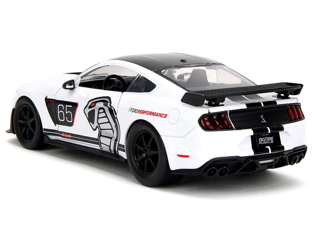 2020 Ford Mustang Shelby GT500 #65 White with Black Top and Stripes "Ford Performance" "Bigtime Muscle" Series 1/24 Diecast Model Car by Jada-4