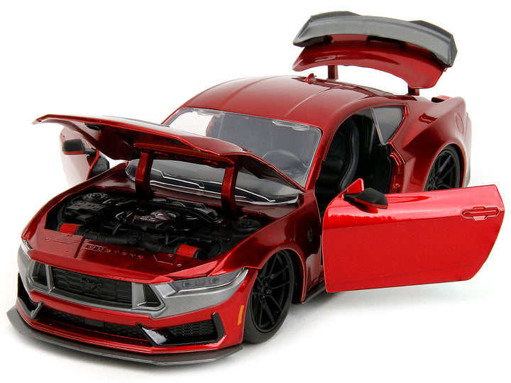 2024 Ford Mustang Dark House Candy Red with Gray Hood "Bigtime Muscle" Series 1/24 Diecast Model Car by Jada-1