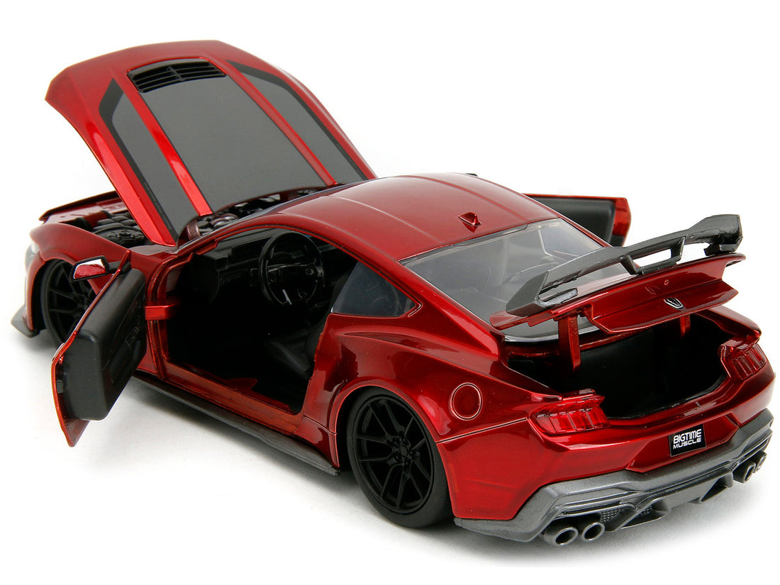 2024 Ford Mustang Dark House Candy Red with Gray Hood "Bigtime Muscle" Series 1/24 Diecast Model Car by Jada-4