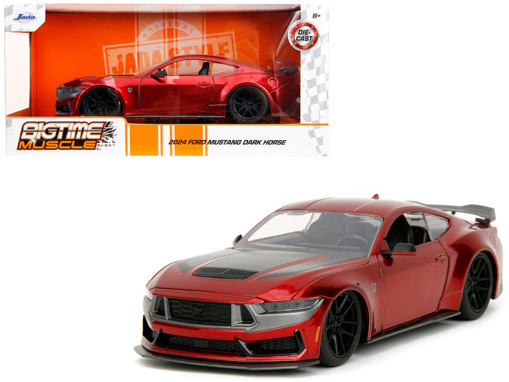 2024 Ford Mustang Dark House Candy Red with Gray Hood "Bigtime Muscle" Series 1/24 Diecast Model Car by Jada-0