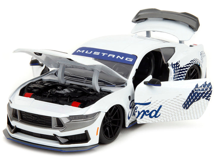 2024 Ford Mustang Dark Horse White with "Mustang Horse Graphics" "Bigtime Muscle" Series 1/24 Diecast Model Car by Jada-1