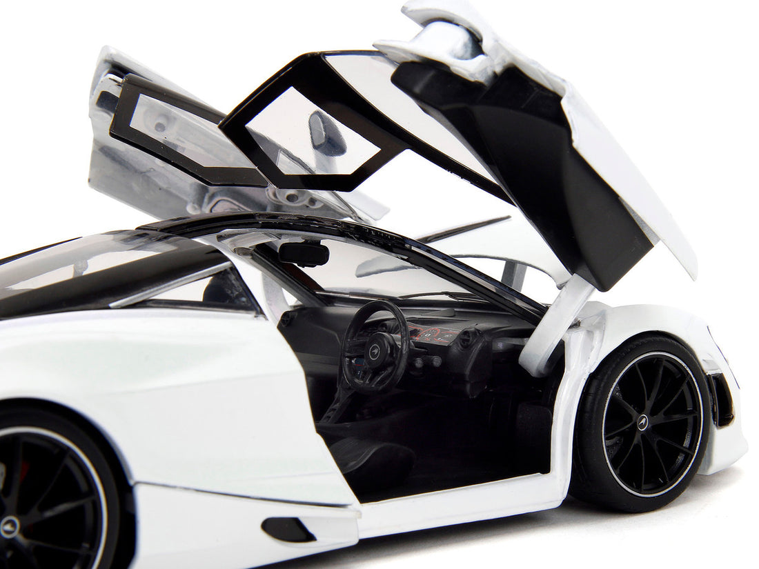 McLaren 720S White Metallic with Black Top "Pink Slips" Series 1/24 Diecast Model Car by Jada-2